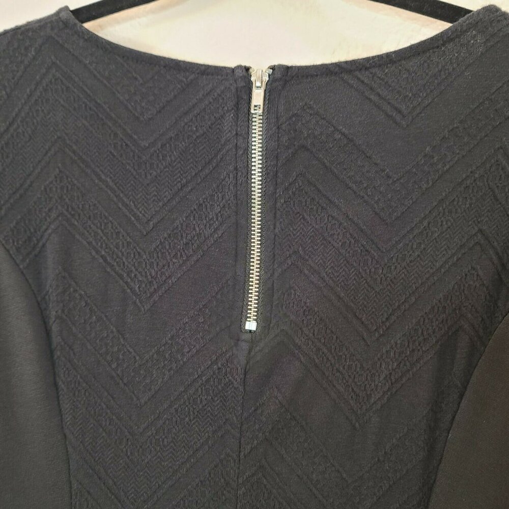 Divided H&M Dress Women Medium Black Chevron Embroidery Mini Slim Fitted Stretch - Picture 8 of 12